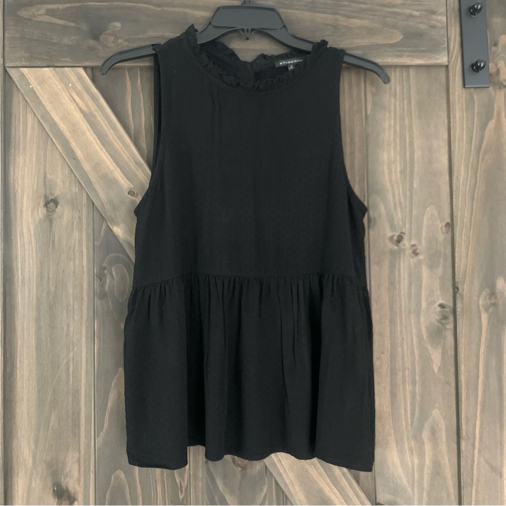 Black Staccato Sleeveless Peplum Blouse